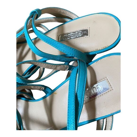 Guess Teal Platform Lace Up Sandals with Stiletto Heels - Picture 5 of 6